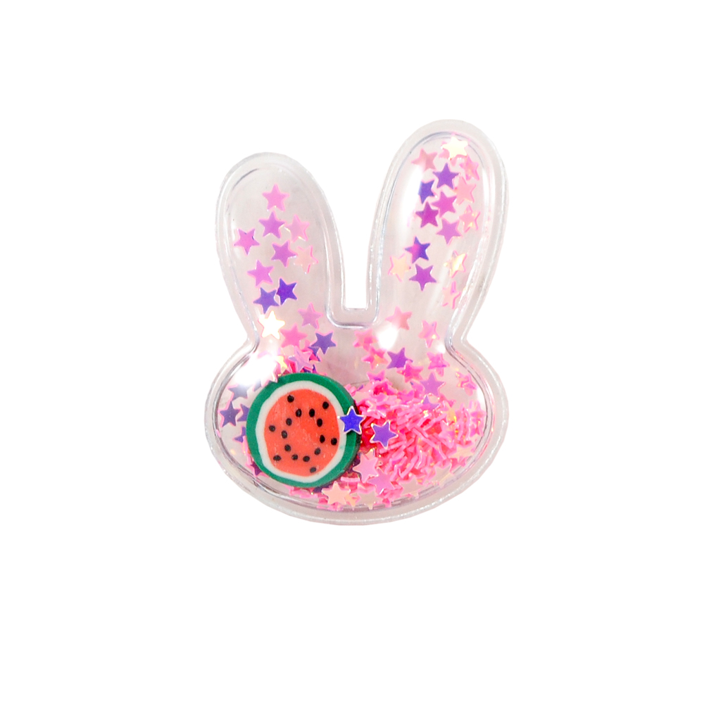 Аппликация пришивная силиконовая Аквариум Заяц со звездами, 3,5*3см, розовый, желтый, зеленый, черный, шт. Аппликации Пришивные Резина, Силикон