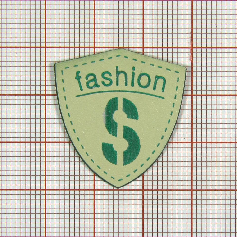 Лейба кожзам A10927 S Fashion серо-бежевый, зеленый рисунок, 25*30мм. Лейба Кожзам