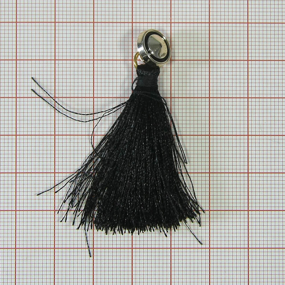 Брошь Кисточка Кнопка точка 45*55мм черная, NIK, шт. Броши