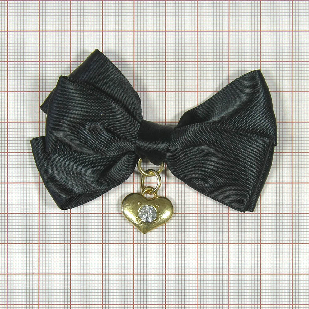 Аппликация декор обувная SABF2149 черный бантик, подвеска-сердце, шт. Аппликации Пришивные Цветы Банты