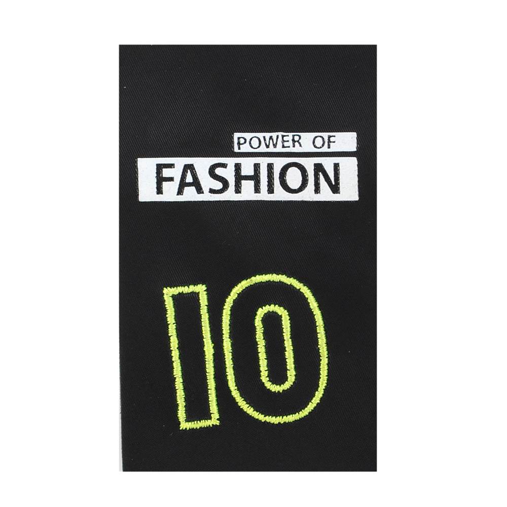 Лейба ткань Power of fashion "10", 10*6см, чёрн.фон, белый, зел., выш.,шт. Лейба Ткань