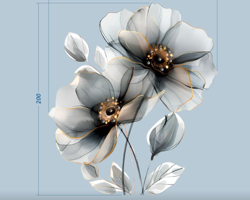 Аппликация композит, Цветы, 17,5*20см, термотрансфер DTF, SS10 25677, шт. Аппликация композит