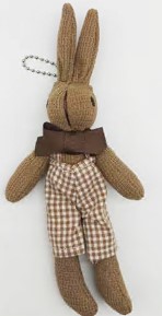 Подвеска брелок Заяц с бабочкой, 19см, бежевый, белый, коричневый, черный, шт. Подвески