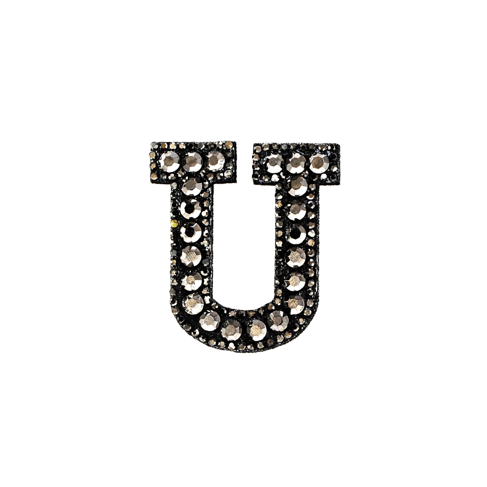Аппликация клеевая стразы U 5,5*5,0см, черный, камни хематит, шт. Аппликации клеевые Стразы комб.
