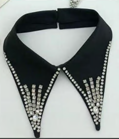 Воротник со стразами, черный, белые камни, шт. Воротники