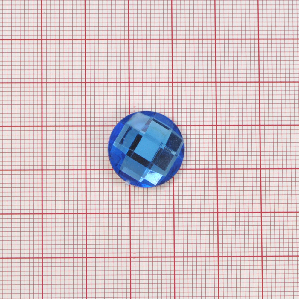 Стразы Д на клей, круг 18мм синий 14, 1тыс.шт. Стразы на клей