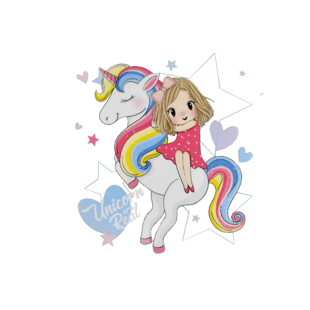 Термоаппликация Единорожек цирк 7*7см, розовый, желтый, голубой, белый,  шт. Термопереводки Детские