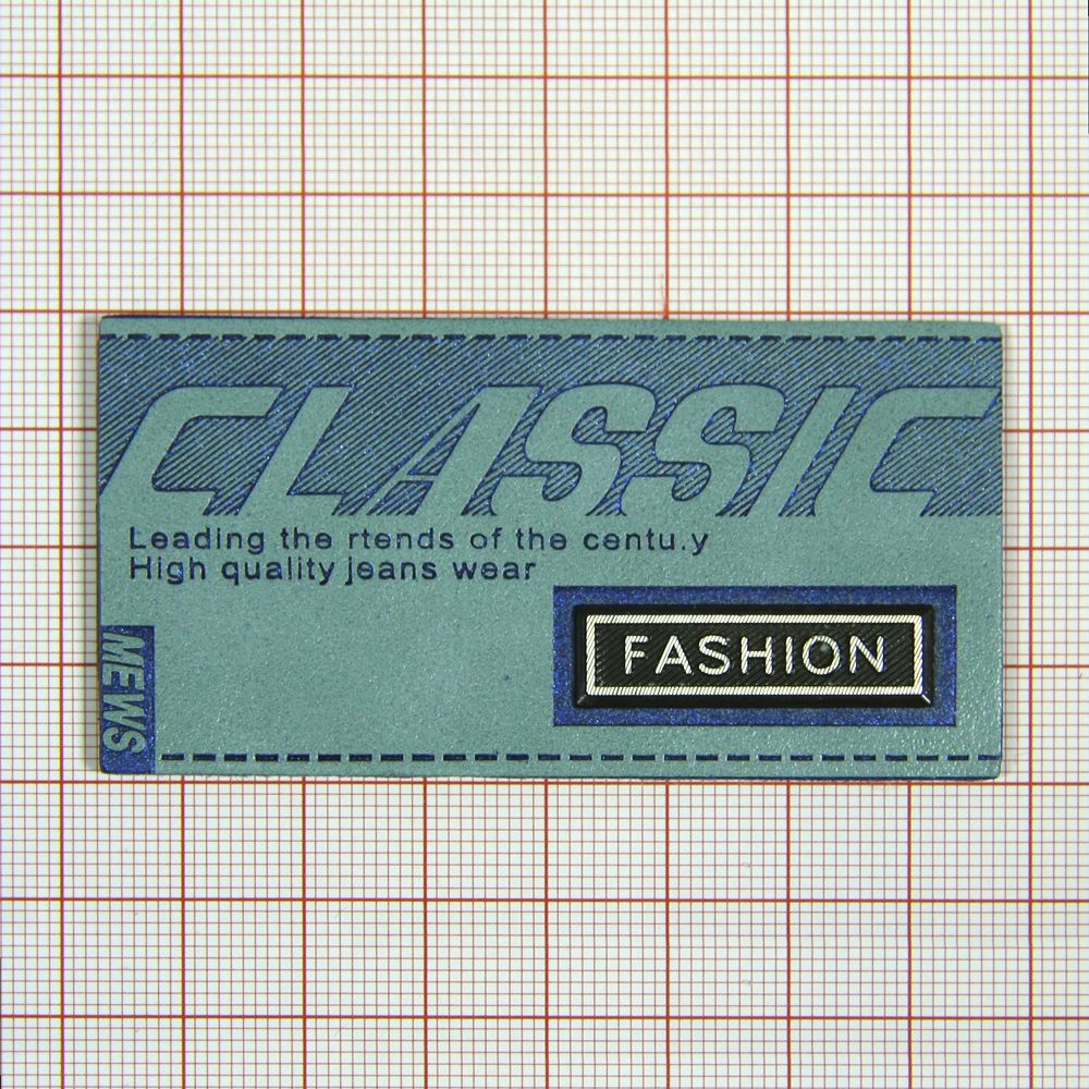 Лейба кожзам A10212 75*38мм Clasic Fashion серая. Лейба Кожзам
