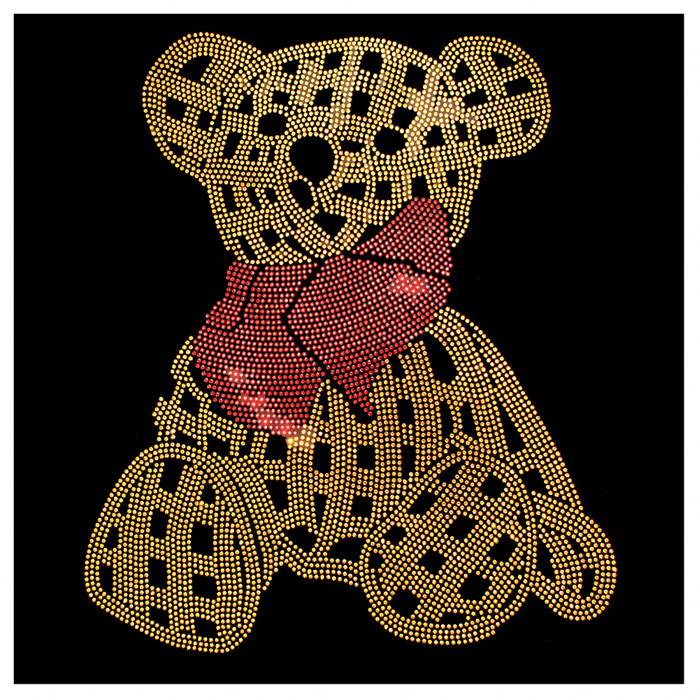 Т/а Мишка в шарфе, 26,7*32,2см, SS6 желтый и красный, шт. Аппликация клеевая