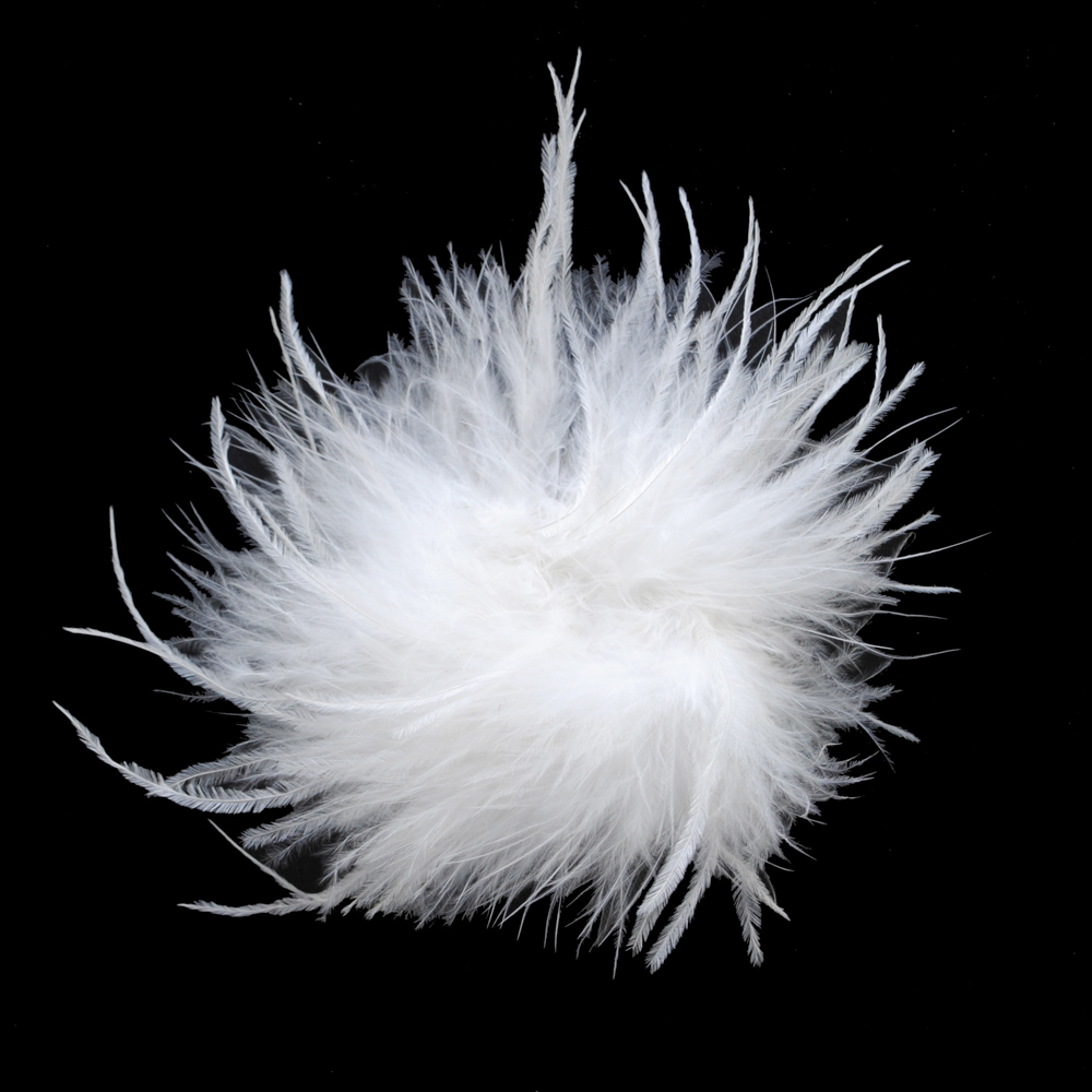 Брошь из перьев, 10-15см, белый., шт.. Перья
