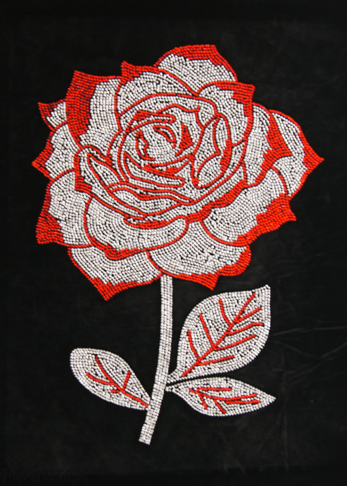 Термоаппликация из страз Роза 24,3*33,7см камни белый, красный, шт. Термоаппликации Рисунки из страз
