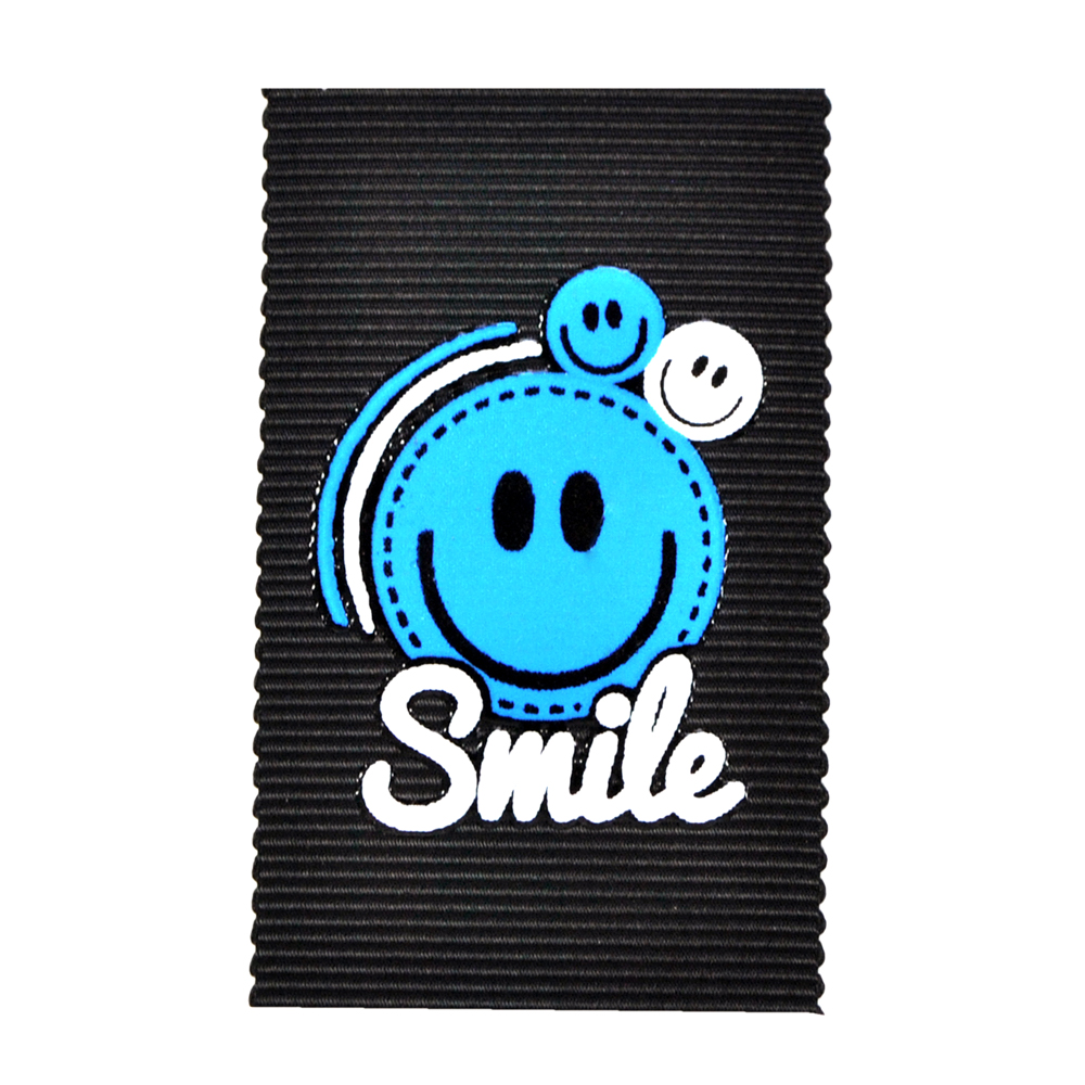 Лейба ткань Smile, 3,7*6см, черный, белый, голубой, шт. Лейба Ткань