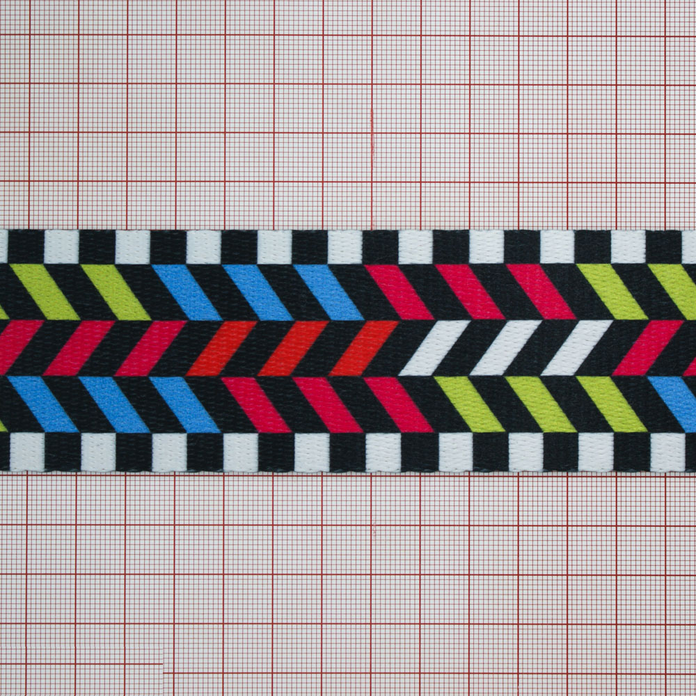 Тесьма Ёлочка шахматка 5см, черный, светло-серый, голубой, красный, малиновый., салатный, 50ярд. Тесьма