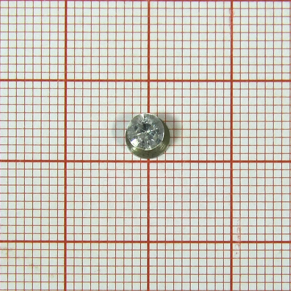 Украшение металл Камень 4,2мм NIKEL, белый /выпуклый над металлом/, 1т.шт. Декор Металл на ножке (для кожи, резины, ткани)