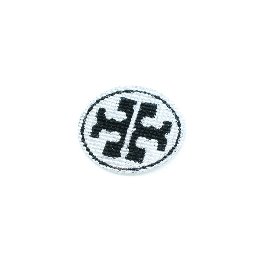 Аппликация клеевая резиновая D125 Крест круг 54мм белый, черный рисунок, шт. Аппликации клеевые Резина, Силикон