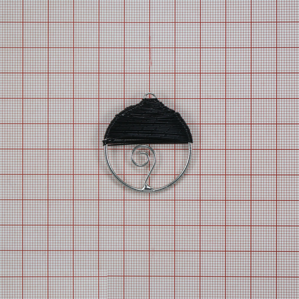 Подвеска провол. круг, внутри-кругл.спираль, черное  шт. Подвески