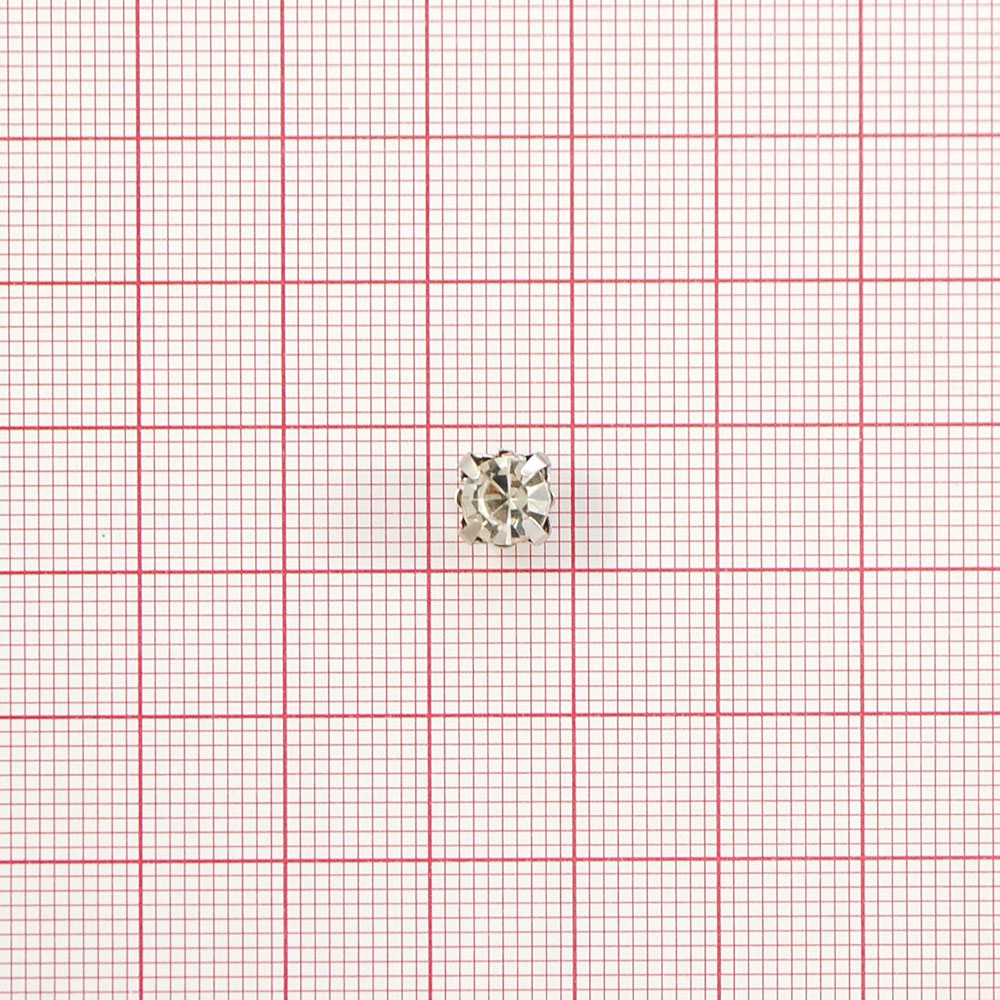 Стразы пришивные в металле круглые, 7мм, crystal, шт. Стразы пришивные в металле