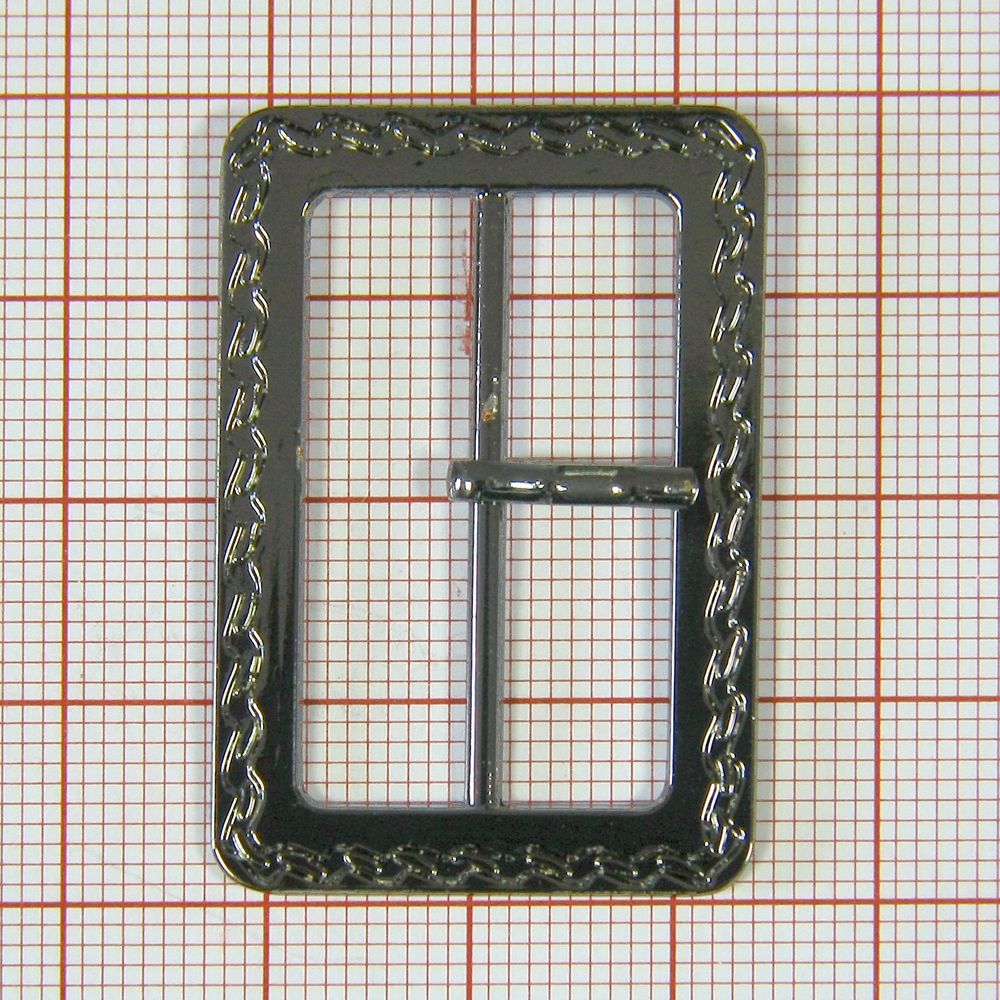 Пряжка металл 21003-2 прямоугольная 3см BLACK NIKEL Орнамент. Пряжка