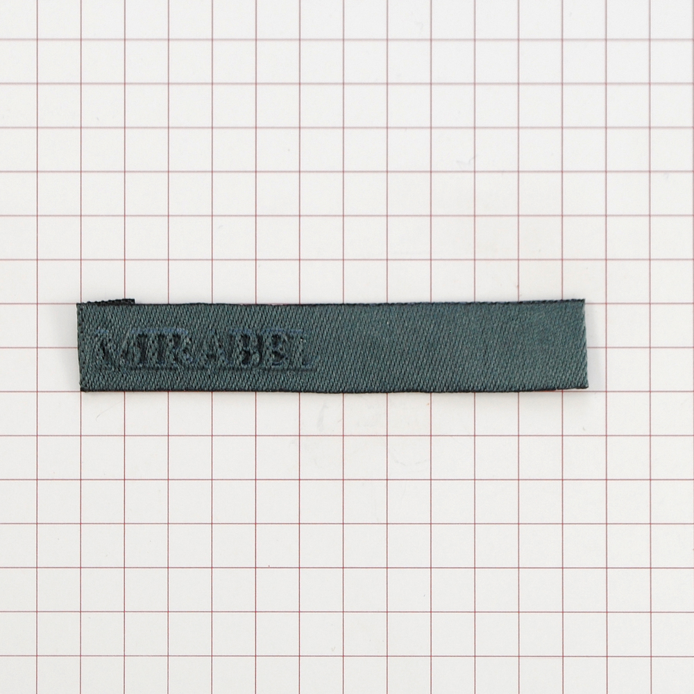 Этикетка тканевая вышитая шт. Mirabel 1*7см серая, шт. Вышивка / этикетка тканевая