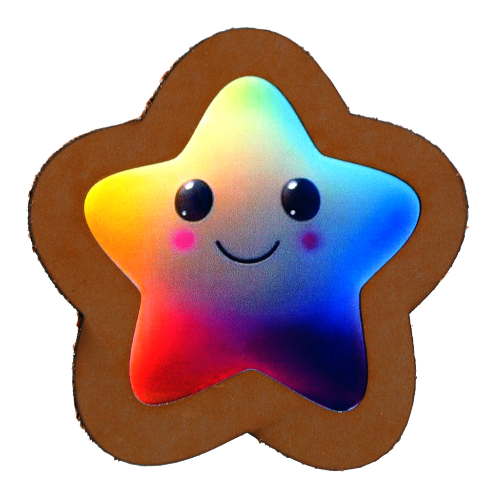 Аппликация композит, Звезда, 8,6*8,6см, нубук, лазер, DTF флуоресцент, шт. Аппликация композит