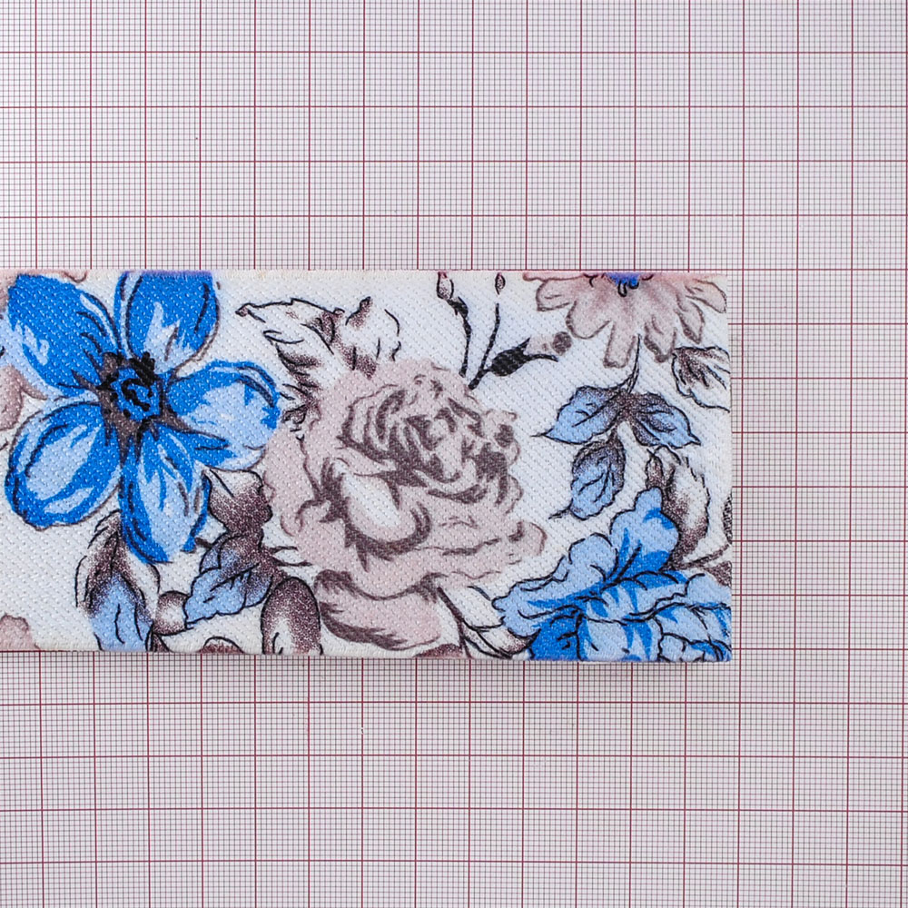 Резинка №43, 7см, Цветы, белая, ярд. Резинка