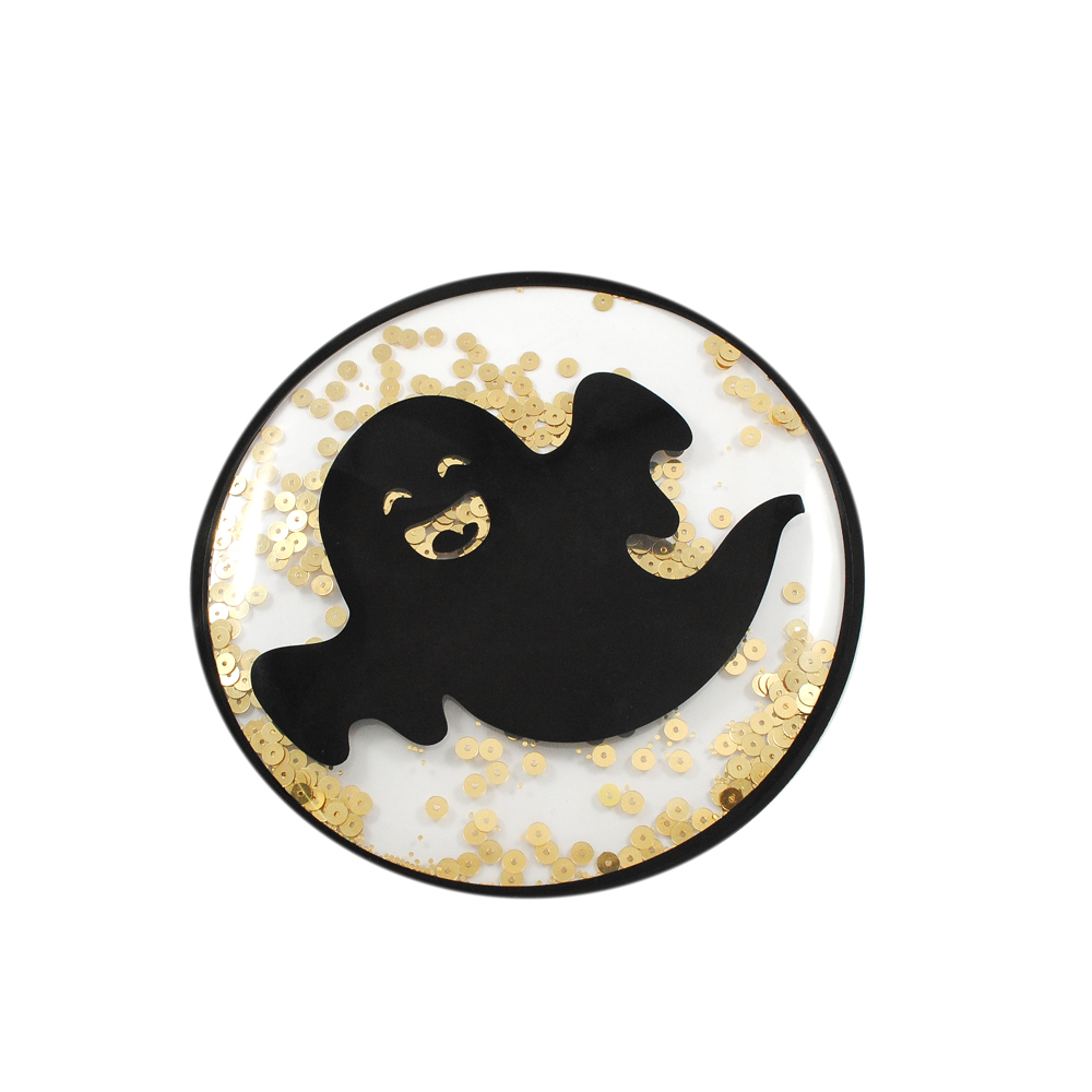 Аппликация пришивная силиконовая Аквариум Привидение, 12*12см, прозрачный, черный, белый, золото, шт. Аппликации Пришивные Резина, Силикон