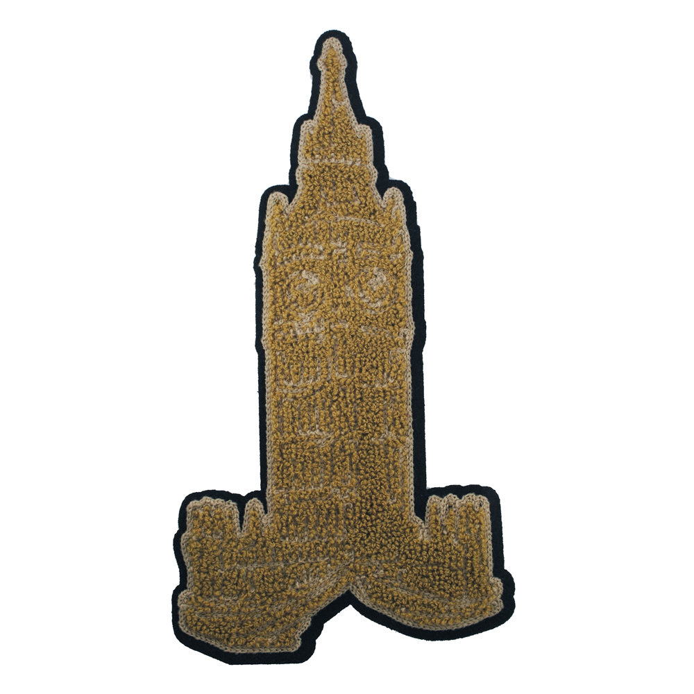 Шеврон пришивной махровый Big Ben, 28*15см, черная основа, коричневый, беж, шт. Нашивка Махровая