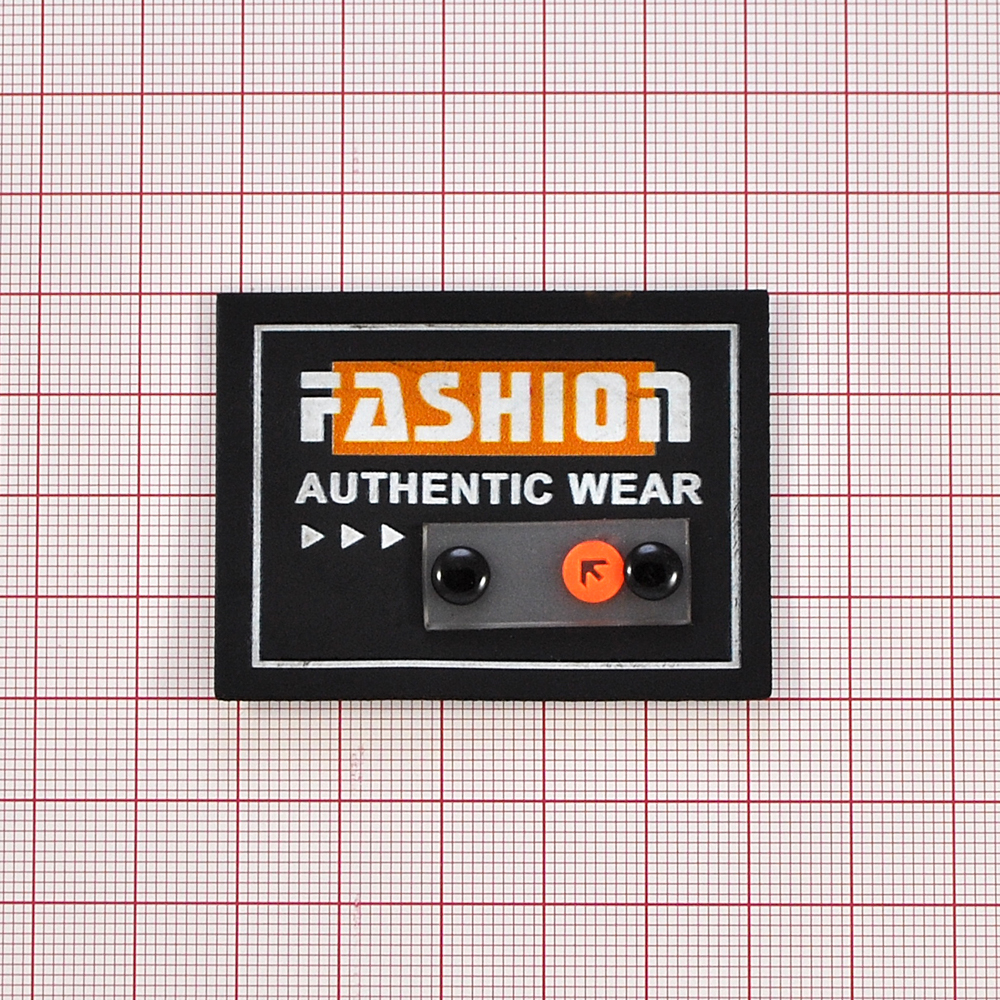 Лейба полиуретан с хольнитеном FASHION, 4*5,5см, черный, белый, оранжевый, шт. Лейба Кожзам