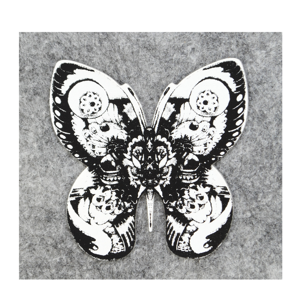 Термоаппликация Бабочка 55*55мм, черно-белая, шт. Термоаппликации Накатанный рисунок