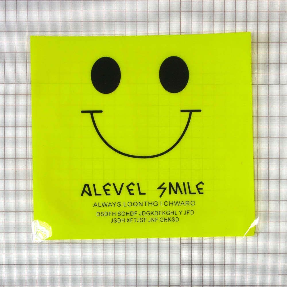 Аппликация клеенка пришивная Alevel Smile 20,5*19,5см желтый фон, черный рисунок, шт. Аппликации Пришивные Резина, Силикон