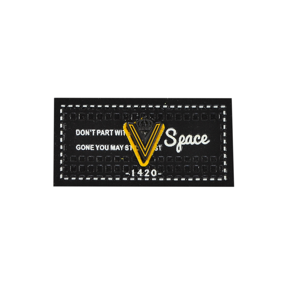 Лейба полиуретан V SPACE,  2,5*5см, черный, белый, желтый, шт. Лейба Кожзам