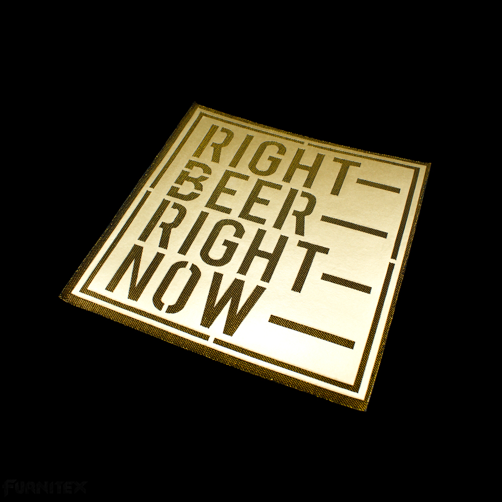 Аппликация клеевая кожзам RIGHT BEER NOW 21.5*21.5см черная, золото лого . Аппликации клеевые Кожзам