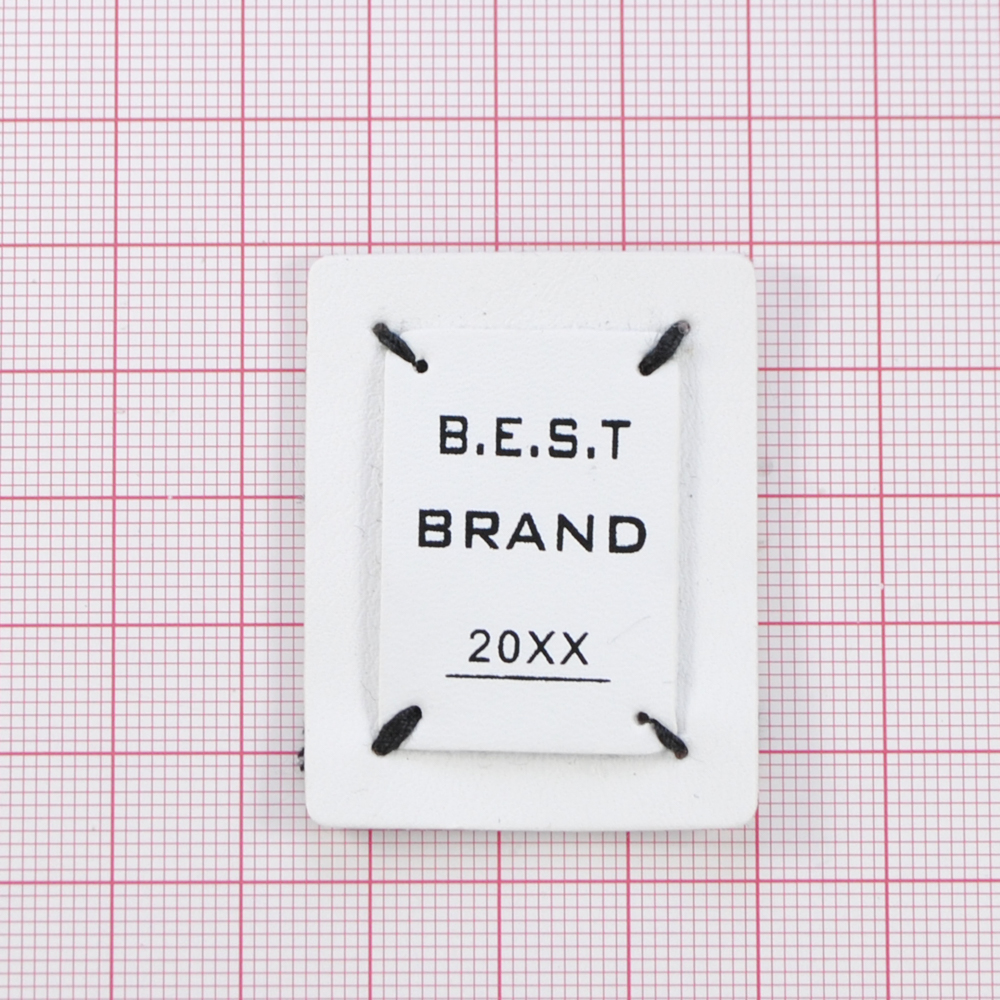 Лейба к/з, BEST BRAND, 3,5*4,5см, белый, черн., шт. Лейба Кожзам