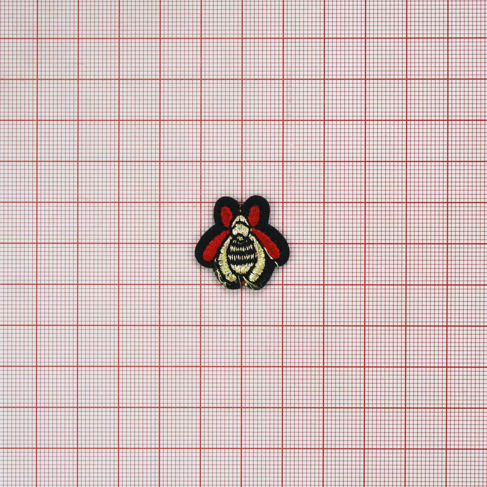 Аппликация клеевая вышитая Жук 2,5*2,5см черный, красный, бежевый, шт. Аппликации клеевые Вышивка