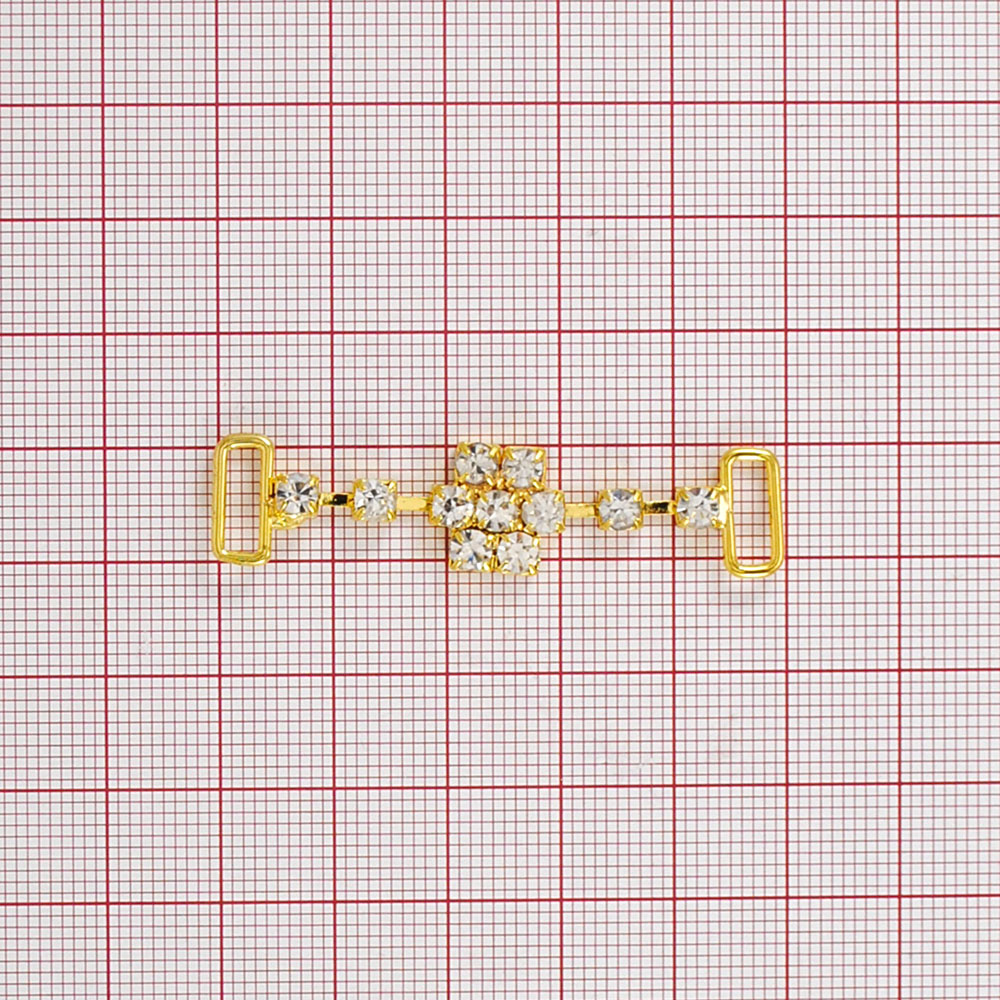 Украшение стеклянное А-20 (9423) GOLD /перетяжка 1цв./. Перетяжка металл со стразами