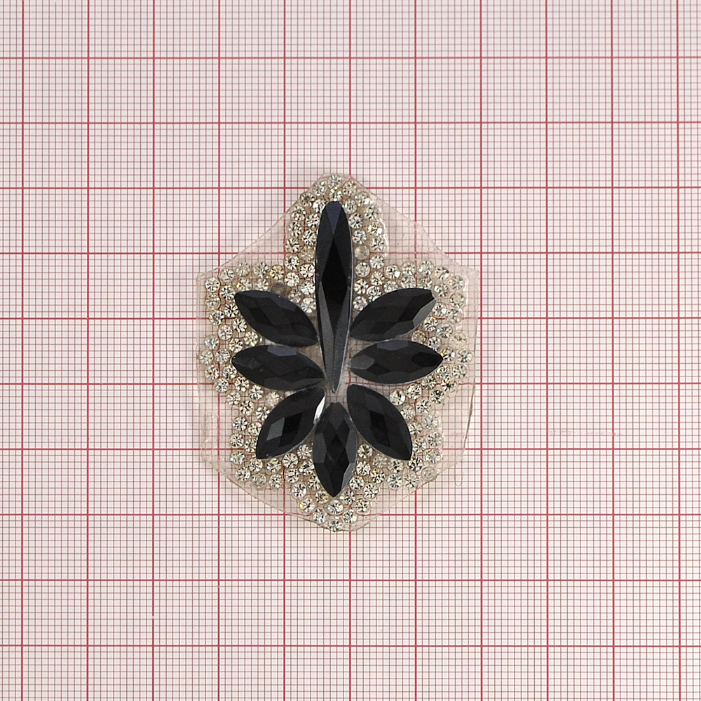 Аппликация клеевая стразы 2F-68 Дерево 54*41мм белые, черные, шт. Аппликации клеевые Стразы комб.