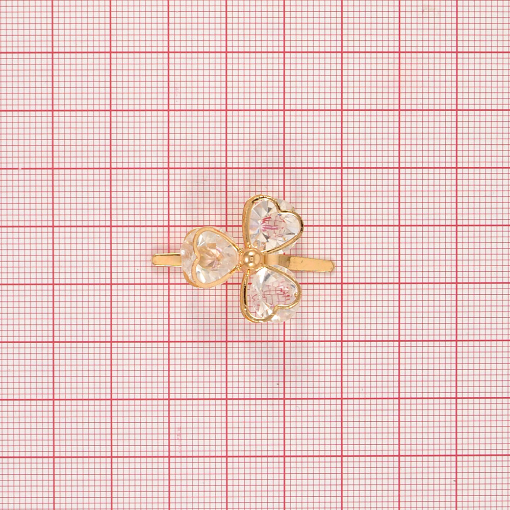 Краб металл TF-02-1 Пропеллер Сердца 21мм GOLD, камни кристалл 10мм. Крабы Металл Геометрия Декор