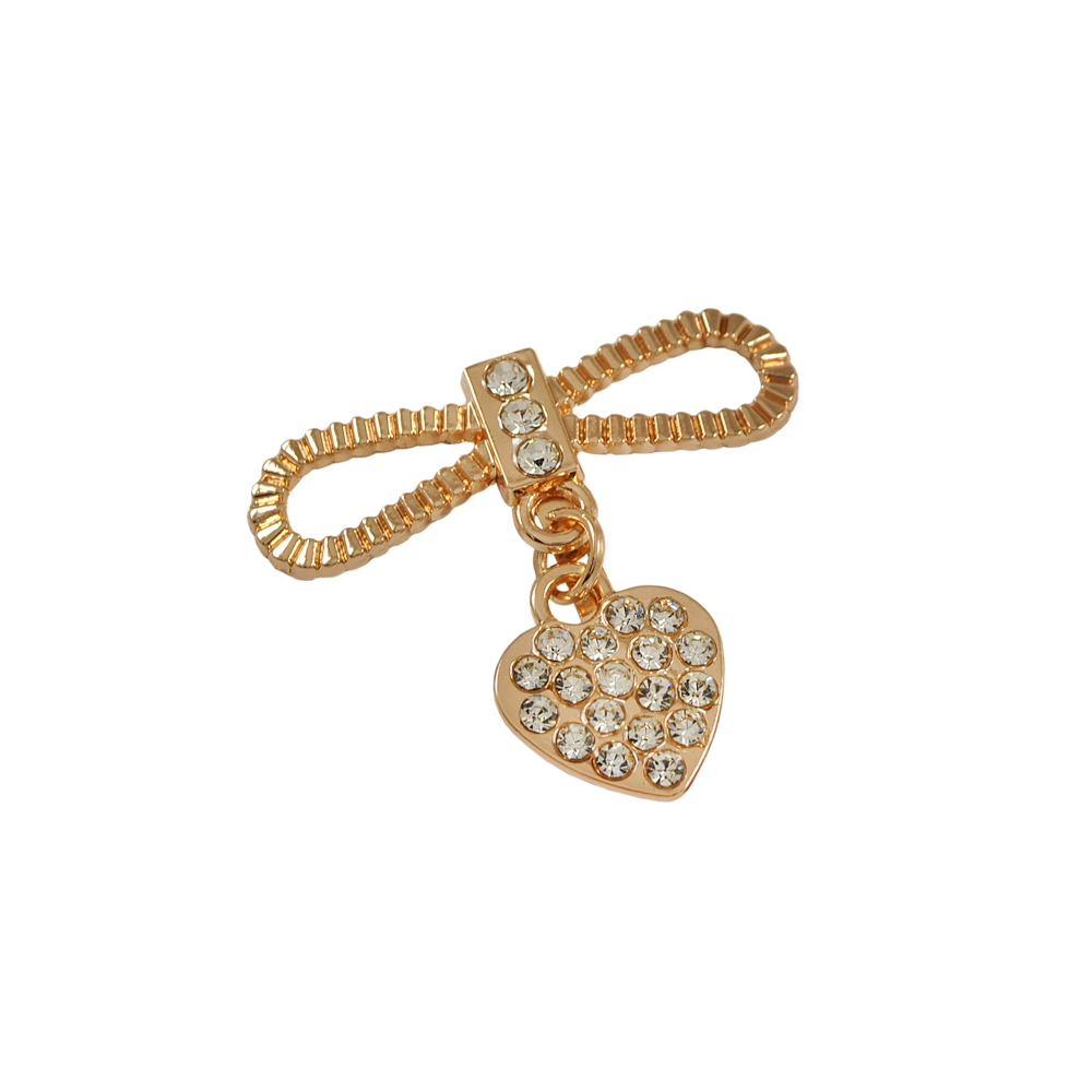 Краб металл 8-ка и подвеска сердце 33*36мм GOLD, белые камни, шт. Крабы Металл Геометрия Декор