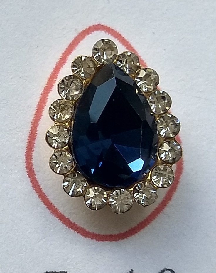 Стразы пришивные в металле, оправа из камней, капля, 7*10мм, dark blue, шт. Стразы пришивные в металле