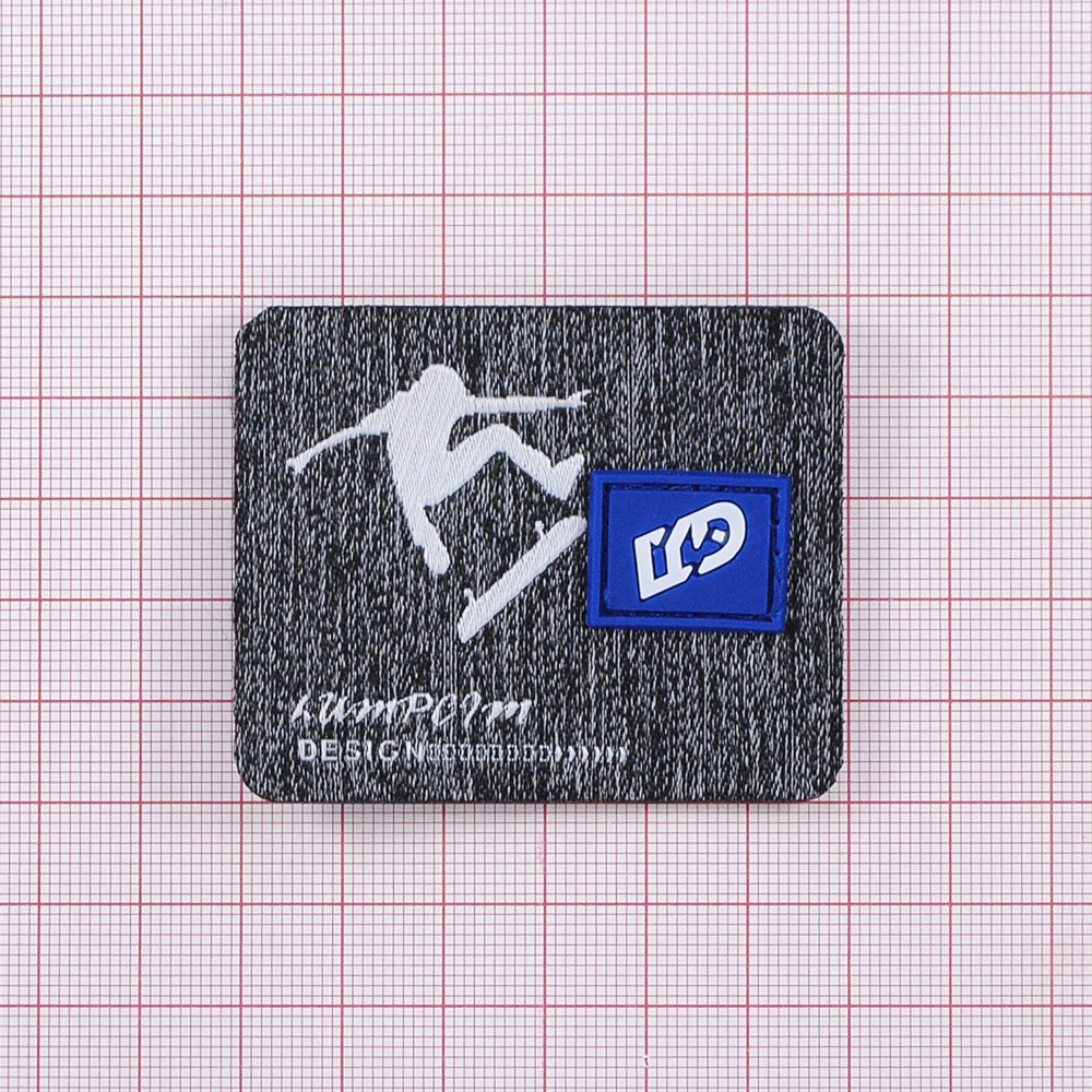 Лейба ткань, резина, Скейтбордист, 4,8*6см, серый, синий, шт. Лейба Ткань