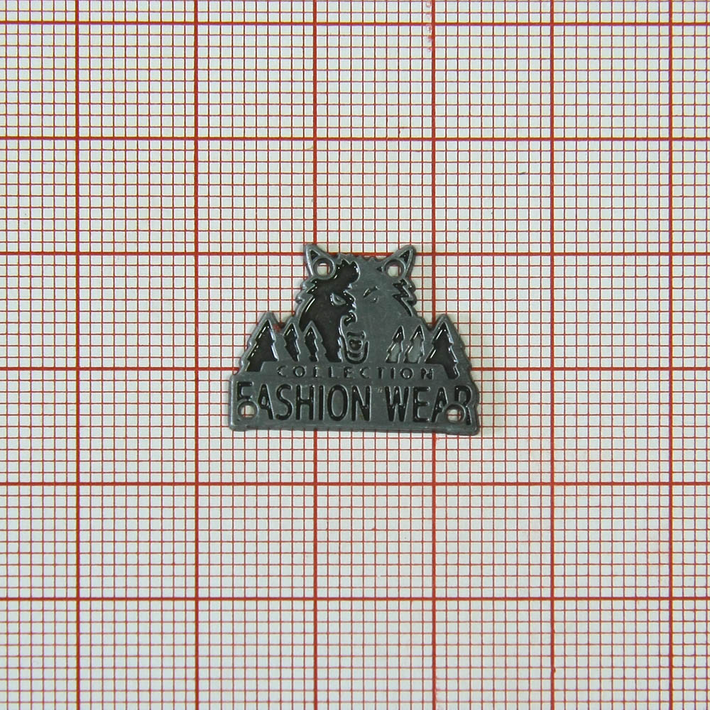 Лейба металл Fashion Wear ВОЛК old silver, шт. Лейба Металл