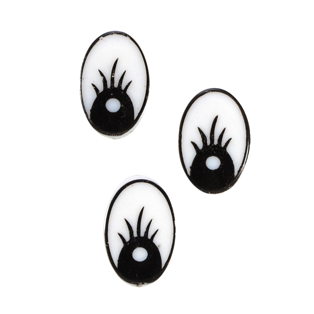 Глаз рисованый №2, овал 20*14мм, белый, черный зрачок, реснички, 1тыс.шт. Глазики рисованные