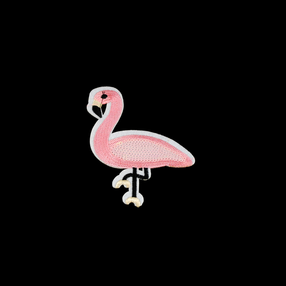 Аппликация клеевая пайетки Фламинго 12*9,2см белый, розовый, золото, черный, шт. Аппликации клеевые Пайетки