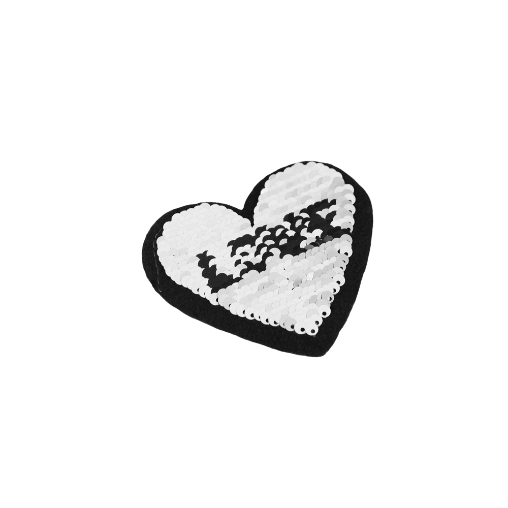 Аппликация клеевая пайетки Сердце LOVE 9*8см розовый, черный, шт. Аппликации клеевые Пайетки