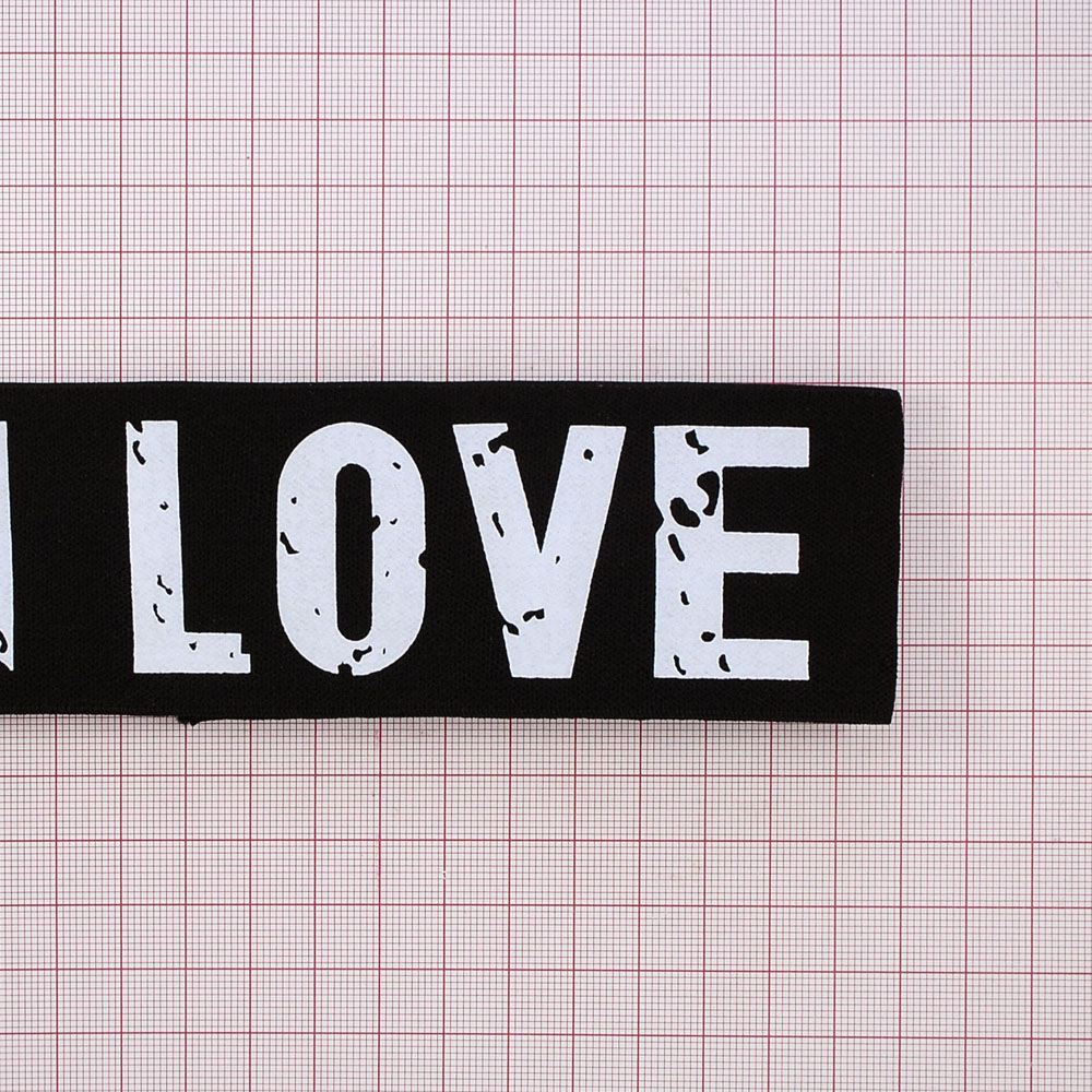 Резинка накатка LOVE белая 5см черная, ярд. Резинка