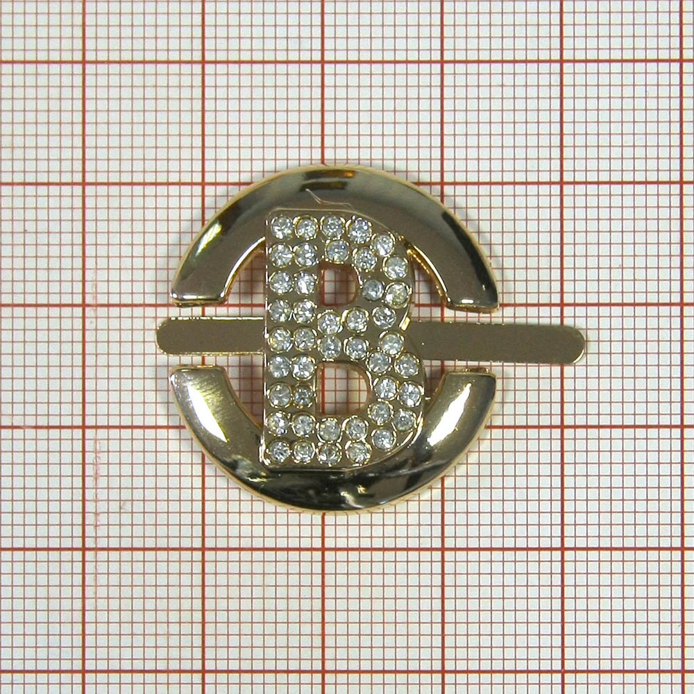 Краб металл B20296 27*28мм GOLD, белые камни, шт. Крабы Металл Надписи, Буквы