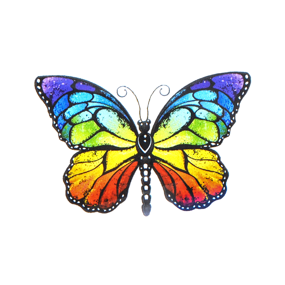 Термоаппликация Бабочка-разноцветная, 5*3,4см, радуга, шт. Термоаппликации Накатанный рисунок