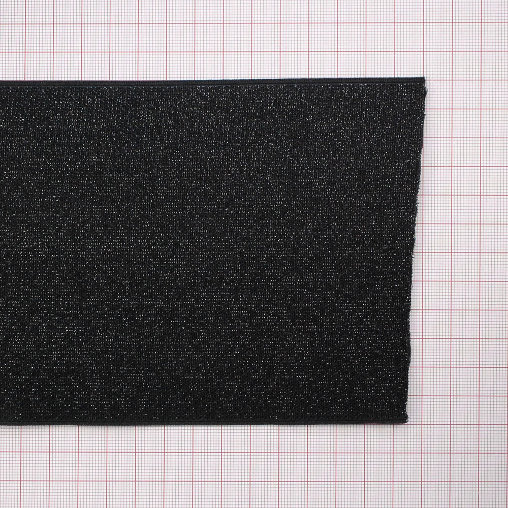 Резинка обувная с люрексом, 12см, черный, серебро, ярд. Резинка