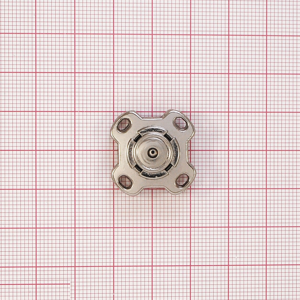 Кнопка металлическая пришивная потайная Квадратные ушки 25мм, никель, шт. Кнопка пришивная потайная