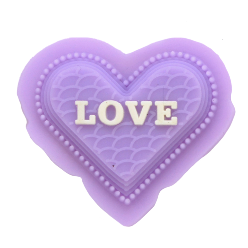 Лейба рез.,сердце LOVE, фиолетовый, 4*3,5см, шт.. Лейба Резина